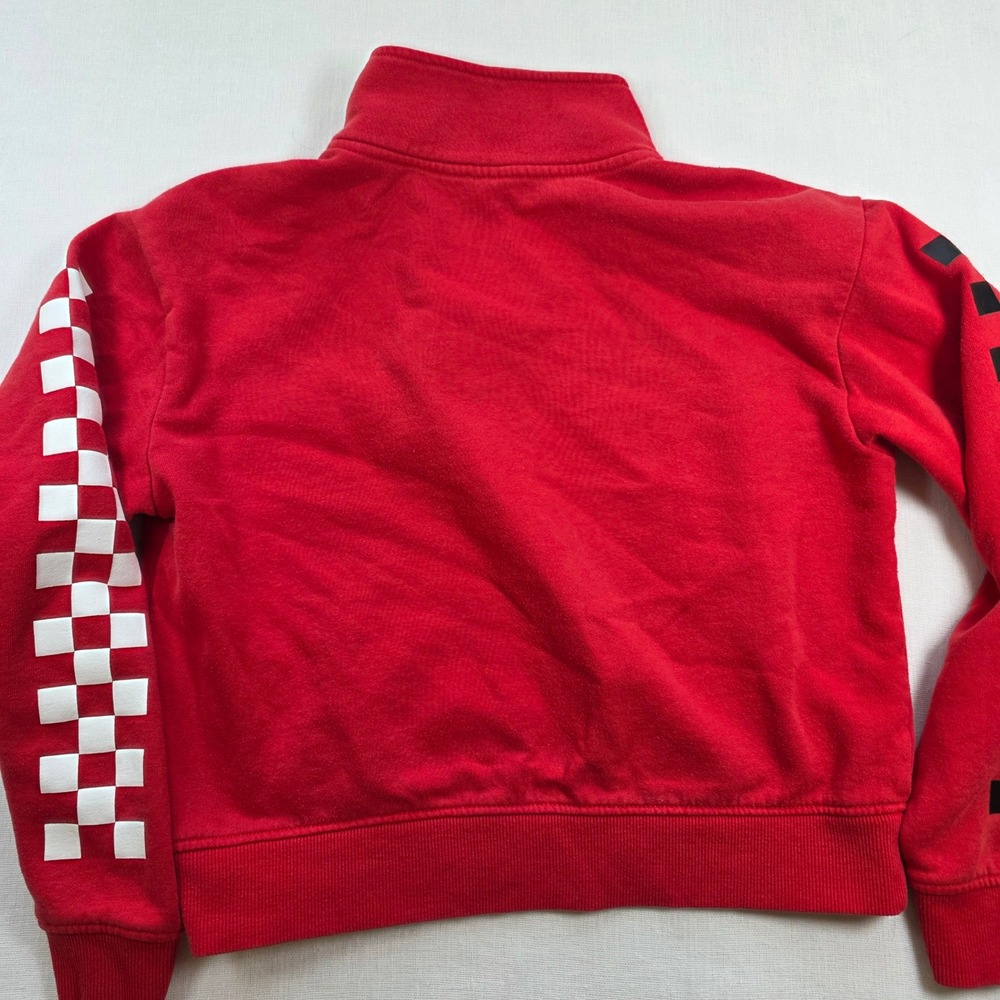Vans Quarter Zip Sweatshirt Women S Red Checkerboard crop gorpcore Y2K skater - Picture 3 of 10